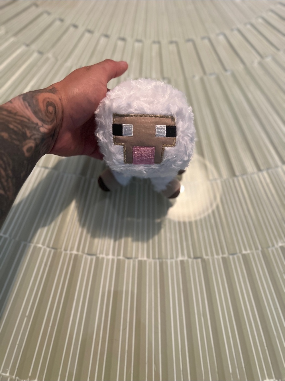 Plush White Sheep Toy - Cute Pixel Face